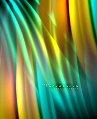 Neon parlayan dalga, sihirli enerji ve ışık arka plan. Vektör duvar kağıdı şablonu