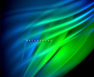 Neon parlayan dalga, sihirli enerji ve ışık arka plan. Vektör duvar kağıdı şablonu