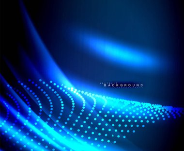 Neon parlayan techno hatları, yüksek teknoloji fütüristik arka plan şablonu kare şekilleri ile