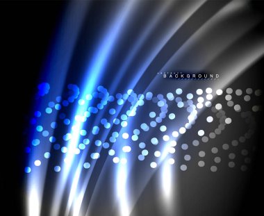 Neon parlayan techno hatları, yüksek teknoloji fütüristik arka plan şablonu kare şekilleri ile