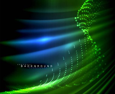 Neon parlayan techno hatları, yüksek teknoloji fütüristik arka plan şablonu kare şekilleri ile