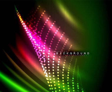 Neon parlayan techno hatları, yüksek teknoloji fütüristik arka plan şablonu kare şekilleri ile