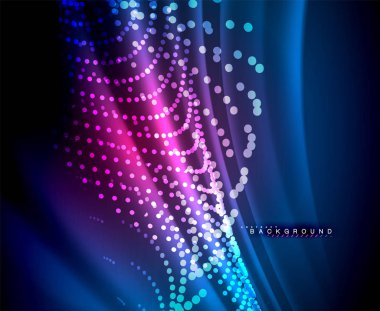 Neon parlayan techno hatları, yüksek teknoloji fütüristik arka plan şablonu kare şekilleri ile