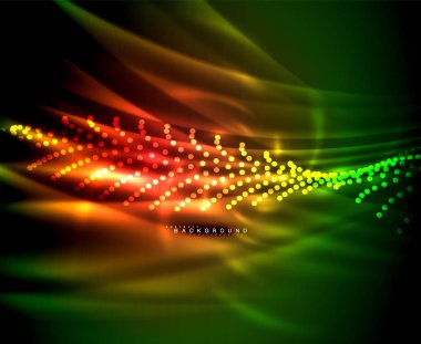 Neon parlayan techno hatları, yüksek teknoloji fütüristik arka plan şablonu kare şekilleri ile