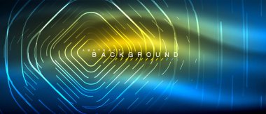 Neon parlayan çizgiler, sihirli enerji uzay ışığı konsepti, soyut arka plan duvar kağıdı tasarımı