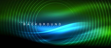 Neon parlayan çizgiler, sihirli enerji uzay ışığı konsepti, soyut arka plan duvar kağıdı tasarımı