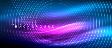 Neon parlayan çizgiler, sihirli enerji uzay ışığı konsepti, soyut arka plan duvar kağıdı tasarımı