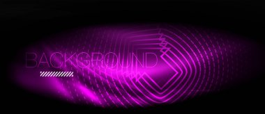 Neon parlayan dalga, sihirli enerji ve ışık arka plan. Duvar kağıdı şablonu, yüksek teknoloji gelecek kavramı