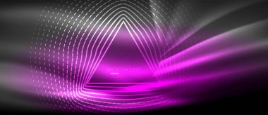 Neon parlayan dalga, sihirli enerji ve ışık arka plan. Duvar kağıdı şablonu, yüksek teknoloji gelecek kavramı