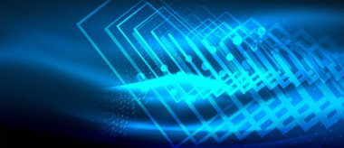 Neon parlayan dalga, sihirli enerji ve ışık arka plan. Duvar kağıdı şablonu, yüksek teknoloji gelecek kavramı