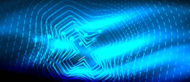 Neon parlayan dalga, sihirli enerji ve ışık arka plan. Duvar kağıdı şablonu, yüksek teknoloji gelecek kavramı