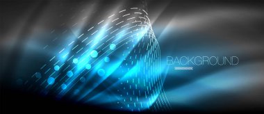 Neon parlayan dalga, sihirli enerji ve ışık arka plan. Duvar kağıdı şablonu, yüksek teknoloji gelecek kavramı