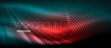 Neon parlayan dalga, sihirli enerji ve ışık arka plan. Duvar kağıdı şablonu, yüksek teknoloji gelecek kavramı