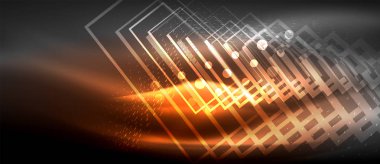 Neon parlayan dalga, sihirli enerji ve ışık arka plan. Duvar kağıdı şablonu, yüksek teknoloji gelecek kavramı