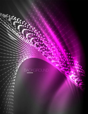 Yumuşak ışık efekti, parlak parlak neon koyu arka plan üzerinde düz çizgiler. Enerji Teknoloji fikir