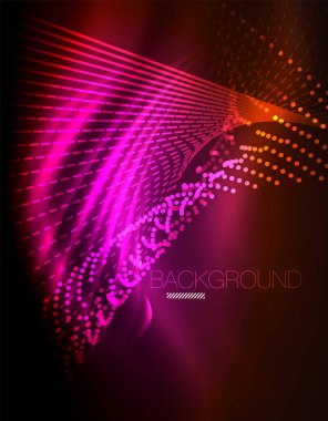 Yumuşak ışık efekti, parlak parlak neon koyu arka plan üzerinde düz çizgiler. Enerji Teknoloji fikir