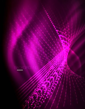 Yumuşak ışık efekti, parlak parlak neon koyu arka plan üzerinde düz çizgiler. Enerji Teknoloji fikir