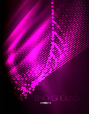 Yumuşak ışık efekti, parlak parlak neon koyu arka plan üzerinde düz çizgiler. Enerji Teknoloji fikir