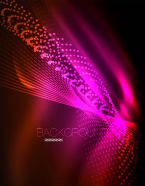 Yumuşak ışık efekti, parlak parlak neon koyu arka plan üzerinde düz çizgiler. Enerji Teknoloji fikir