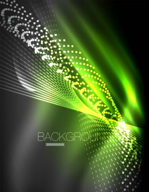 Yumuşak ışık efekti, parlak parlak neon koyu arka plan üzerinde düz çizgiler. Enerji Teknoloji fikir