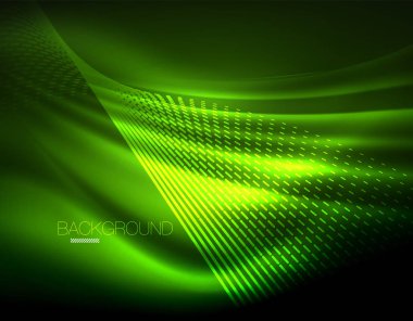 Yumuşak ışık efekti, parlak parlak neon koyu arka plan üzerinde düz çizgiler. Enerji Teknoloji fikir