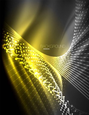 Yumuşak ışık efekti, parlak parlak neon koyu arka plan üzerinde düz çizgiler. Enerji Teknoloji fikir