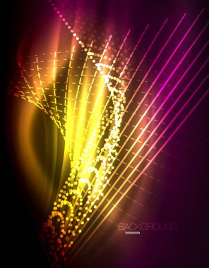 Yumuşak ışık efekti, parlak parlak neon koyu arka plan üzerinde düz çizgiler. Enerji Teknoloji fikir