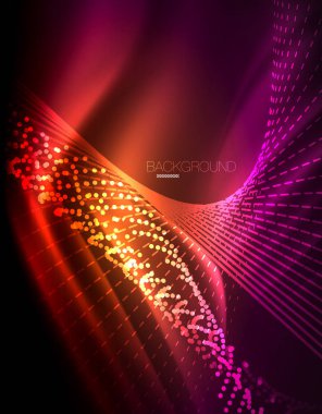 Yumuşak ışık efekti, parlak parlak neon koyu arka plan üzerinde düz çizgiler. Enerji Teknoloji fikir