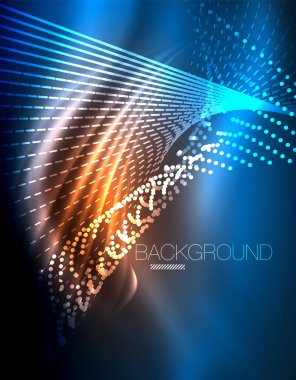 Yumuşak ışık efekti, parlak parlak neon koyu arka plan üzerinde düz çizgiler. Enerji Teknoloji fikir