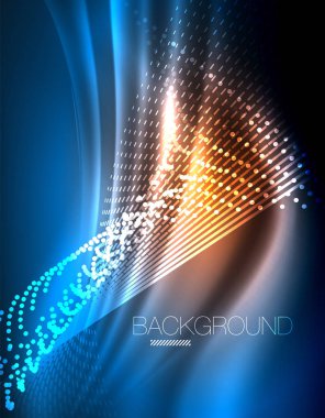 Yumuşak ışık efekti, parlak parlak neon koyu arka plan üzerinde düz çizgiler. Enerji Teknoloji fikir