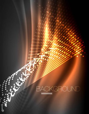 Yumuşak ışık efekti, parlak parlak neon koyu arka plan üzerinde düz çizgiler. Enerji Teknoloji fikir