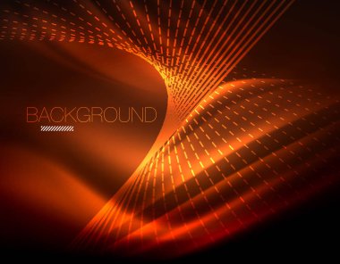 Yumuşak ışık efekti, parlak parlak neon koyu arka plan üzerinde düz çizgiler. Enerji Teknoloji fikir