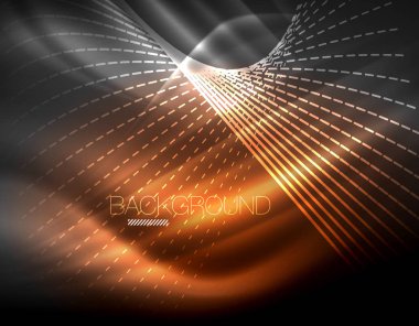 Yumuşak ışık efekti, parlak parlak neon koyu arka plan üzerinde düz çizgiler. Enerji Teknoloji fikir