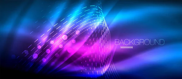 Neon Glowing Wave Magic Energy Light Motion Background Vector Wallpaper — Stock Vector