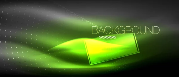 Neon glowing wave, magic energy and light motion background. Wallpaper template, hi-tech future concept — Stock Vector