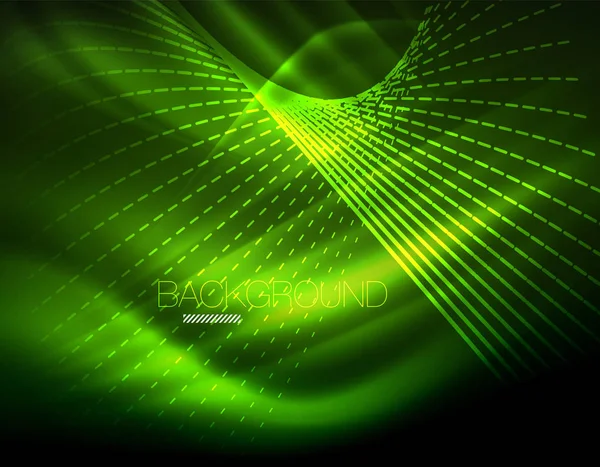 Yumuşak ışık efekti, parlak parlak neon koyu arka plan üzerinde düz çizgiler. Enerji Teknoloji fikir