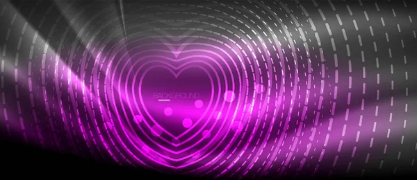 Neon žhoucí vlny, magické energie a lehký pohyb na pozadí. Tapety šablona, hi-tech budoucí koncepce — Stockový vektor