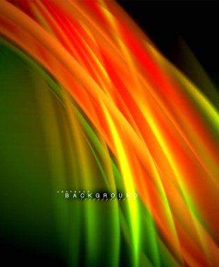 Neon parlayan dalga, sihirli enerji ve ışık arka plan. Vektör duvar kağıdı şablonu