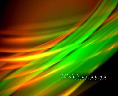 Neon parlayan dalga, sihirli enerji ve ışık arka plan. Vektör duvar kağıdı şablonu