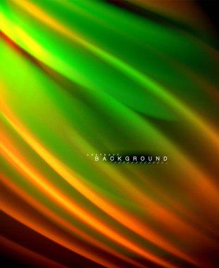 Neon parlayan dalga, sihirli enerji ve ışık arka plan. Vektör duvar kağıdı şablonu