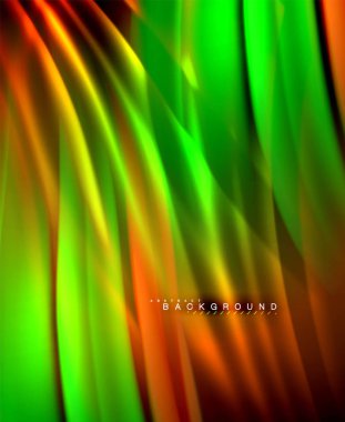 Neon parlayan dalga, sihirli enerji ve ışık arka plan. Vektör duvar kağıdı şablonu