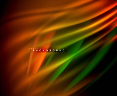 Neon parlayan dalga, sihirli enerji ve ışık arka plan. Vektör duvar kağıdı şablonu