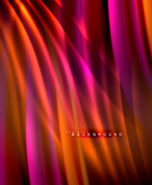 Neon parlayan dalga, sihirli enerji ve ışık arka plan. Vektör duvar kağıdı şablonu