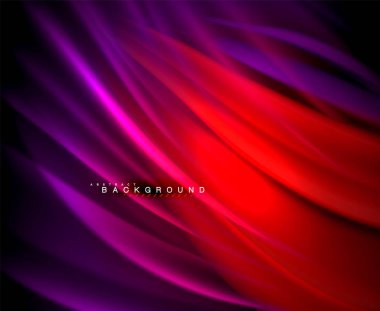 Neon parlayan dalga, sihirli enerji ve ışık arka plan. Vektör duvar kağıdı şablonu