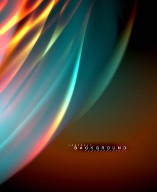 Neon parlayan dalga, sihirli enerji ve ışık arka plan. Vektör duvar kağıdı şablonu