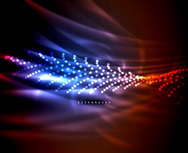 Neon parlayan techno hatları, yüksek teknoloji fütüristik arka plan şablonu kare şekilleri ile