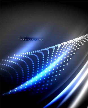 Neon parlayan techno hatları, yüksek teknoloji fütüristik arka plan şablonu kare şekilleri ile