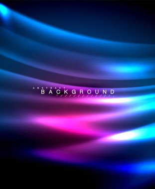 Neon parlayan tekno çizgiler, kare şekilli ileri teknoloji soyut arka plan şablonu. vektör illüstrasyonu