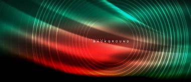 Neon parlayan çizgiler, sihirli enerji uzay ışığı konsepti, soyut arka plan duvar kağıdı tasarımı