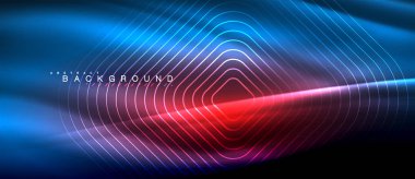 Neon parlayan çizgiler, sihirli enerji uzay ışığı konsepti, soyut arka plan duvar kağıdı tasarımı